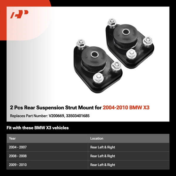 2 Pcs Rear Suspension Strut Mount for 2004-2010 BMW X3