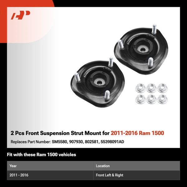 2 Pcs Front Suspension Strut Mount for 2011-2016 Ram 1500