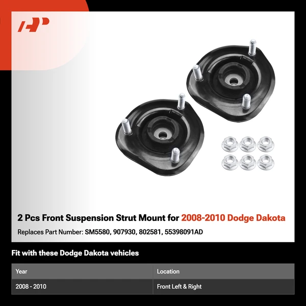 2 Pcs Front Suspension Strut Mount for 2008-2010 Dodge Dakota