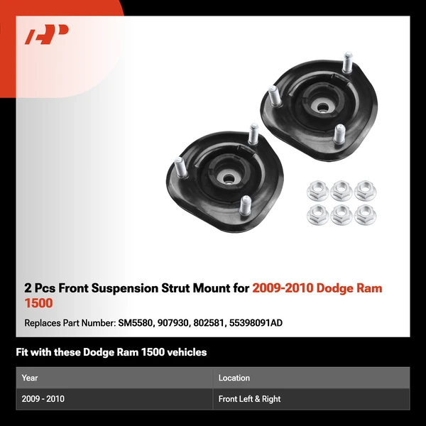 2 Pcs Front Suspension Strut Mount for 2009-2010 Dodge Ram 1500