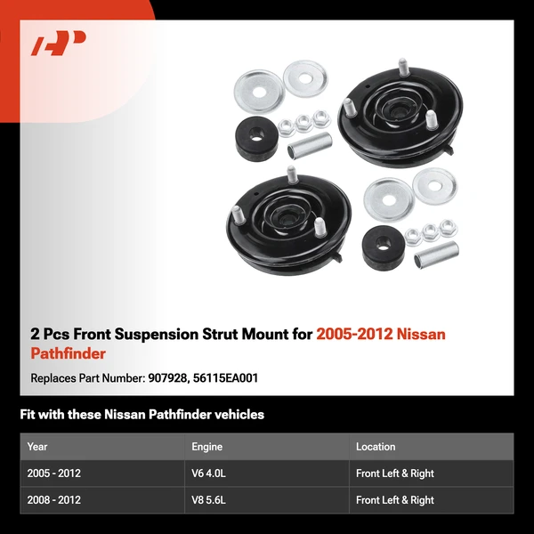 2 Pcs Front Suspension Strut Mount for 2005-2012 Nissan Pathfinder