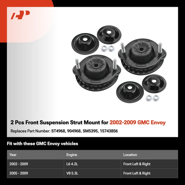 2 Pcs Front Suspension Strut Mount for 2002-2009 GMC Envoy