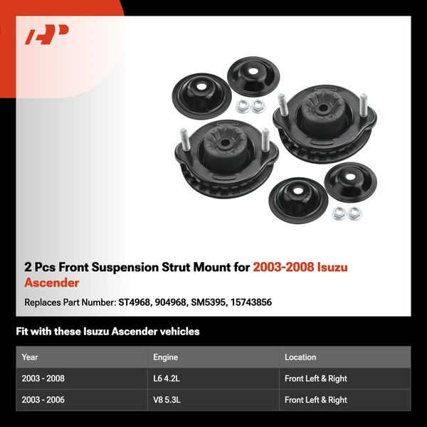 2 Pcs Front Suspension Strut Mount for 2003-2008 Isuzu Ascender