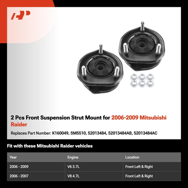 2 Pcs Front Suspension Strut Mount for 2006-2009 Mitsubishi Raider