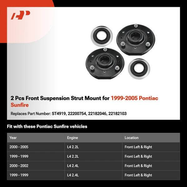 2 Pcs Front Suspension Strut Mount for 1999-2005 Pontiac Sunfire