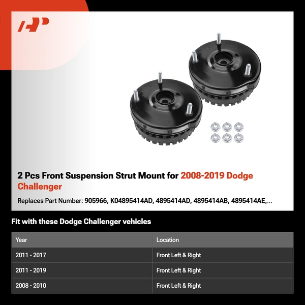 2 Pcs Front Suspension Strut Mount for 2008-2019 Dodge Challenger