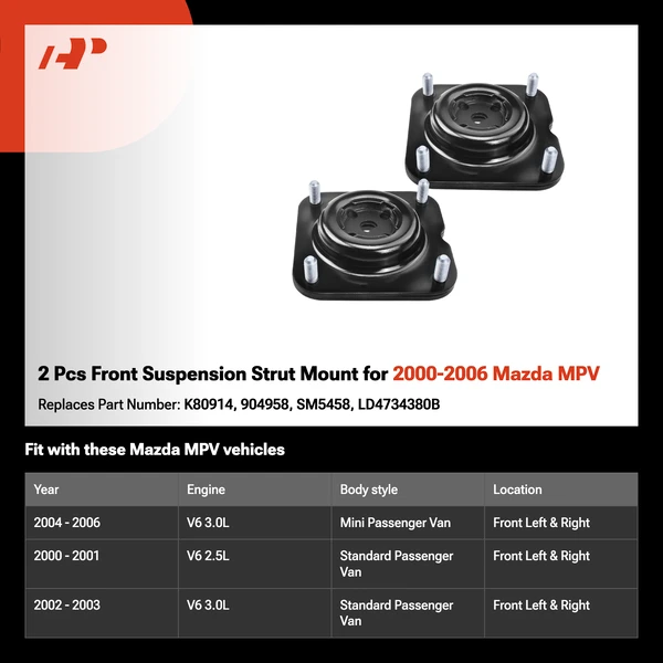 2 Pcs Front Suspension Strut Mount for 2000-2006 Mazda MPV