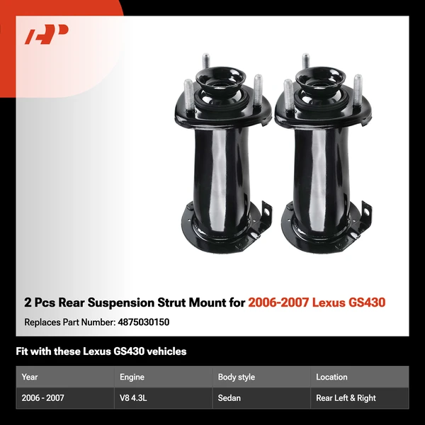 2 Pcs Rear Suspension Strut Mount for 2006-2007 Lexus GS430