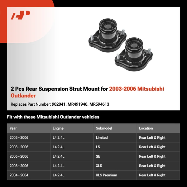 2 Pcs Rear Suspension Strut Mount for 2003-2006 Mitsubishi Outlander