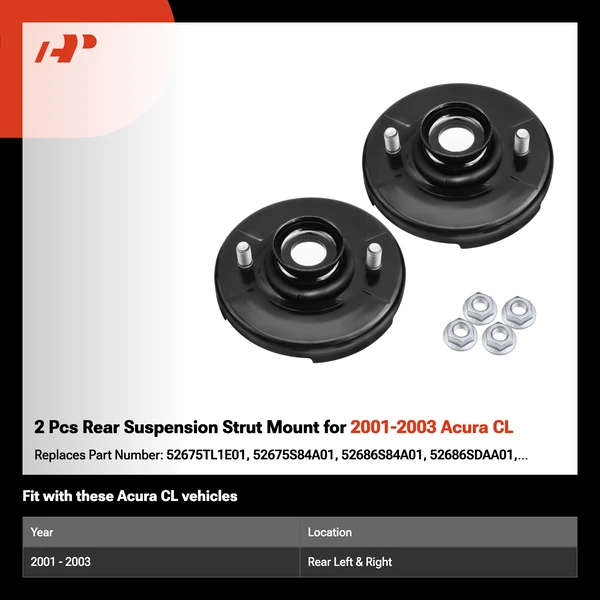 2 Pcs Rear Suspension Strut Mount for 2001-2003 Acura CL