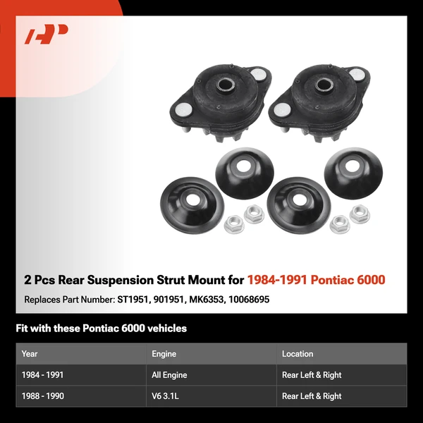 2 Pcs Rear Suspension Strut Mount for 1984-1991 Pontiac 6000