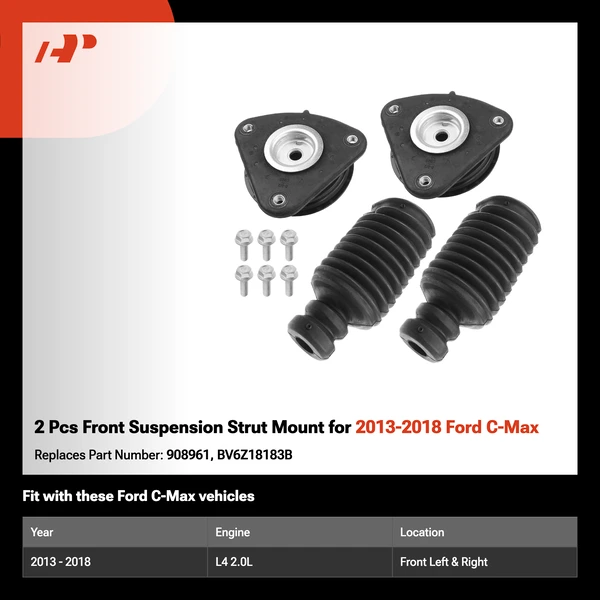 2 Pcs Front Suspension Strut Mount for 2013-2018 Ford C-Max