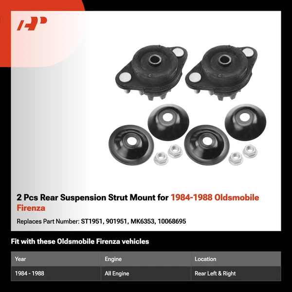 2 Pcs Rear Suspension Strut Mount for 1984-1988 Oldsmobile Firenza