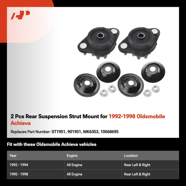 2 Pcs Rear Suspension Strut Mount for 1992-1998 Oldsmobile Achieva