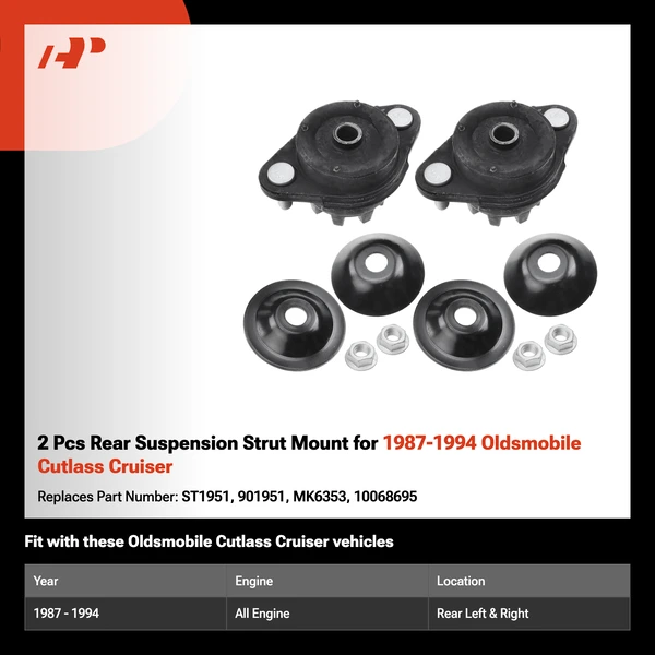 2 Pcs Rear Suspension Strut Mount for 1987-1994 Oldsmobile Cutlass Cruiser