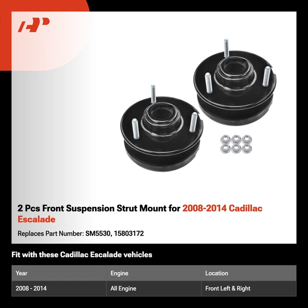 2 Pcs Front Suspension Strut Mount for 2008-2014 Cadillac Escalade