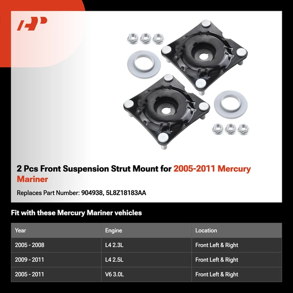 2 Pcs Front Suspension Strut Mount for 2005-2011 Mercury Mariner