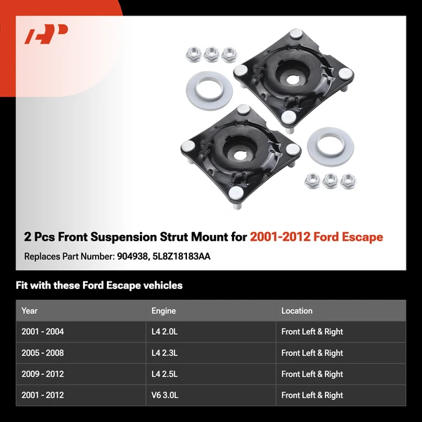2 Pcs Front Suspension Strut Mount for 2001-2012 Ford Escape