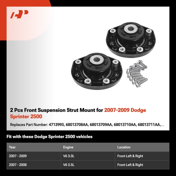 2 Pcs Front Suspension Strut Mount for 2007-2009 Dodge Sprinter 2500