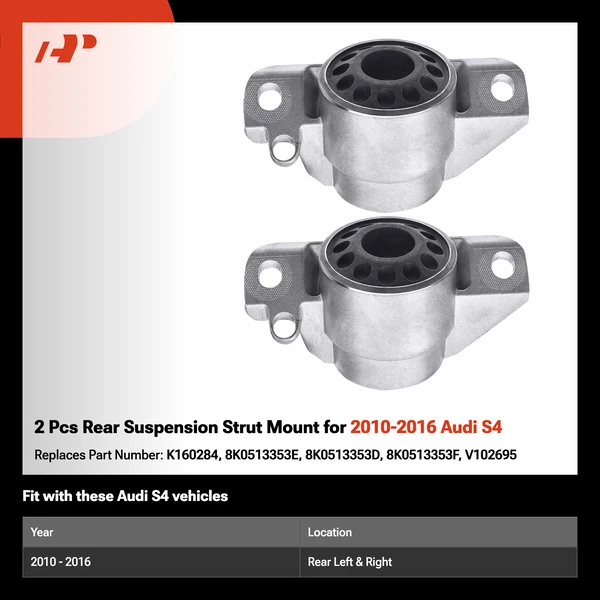 2 Pcs Rear Suspension Strut Mount for 2010-2016 Audi S4