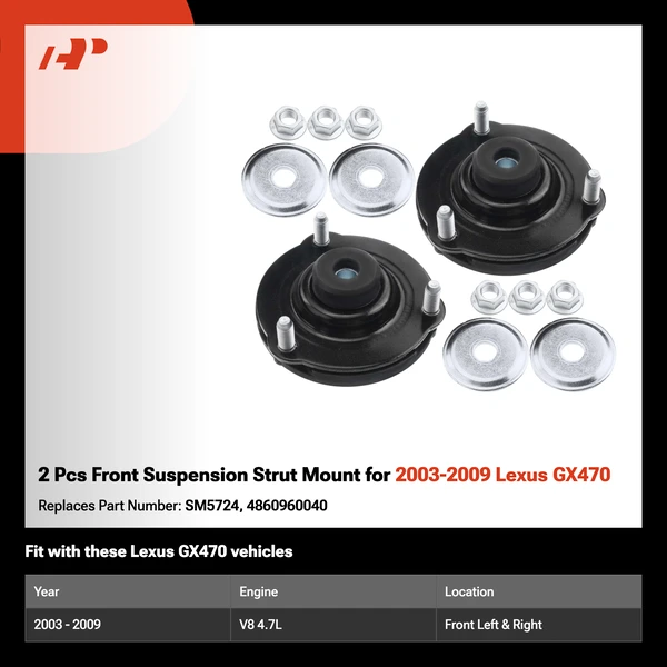 2 Pcs Front Suspension Strut Mount for 2003-2009 Lexus GX470