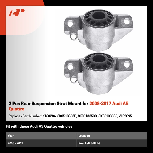2 Pcs Rear Suspension Strut Mount for 2008-2017 Audi A5 Quattro