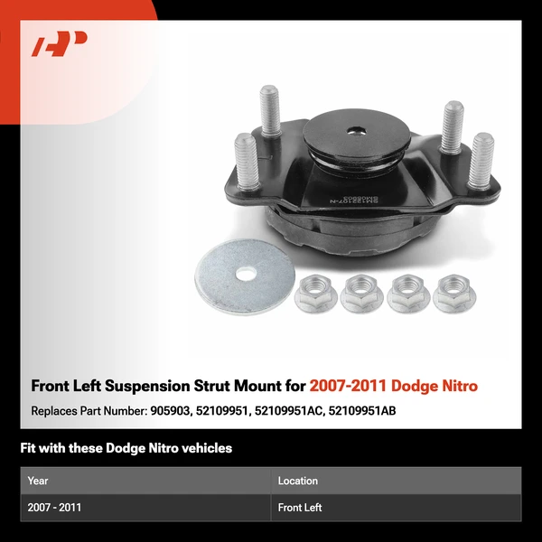 Front Left Suspension Strut Mount for 2007-2011 Dodge Nitro