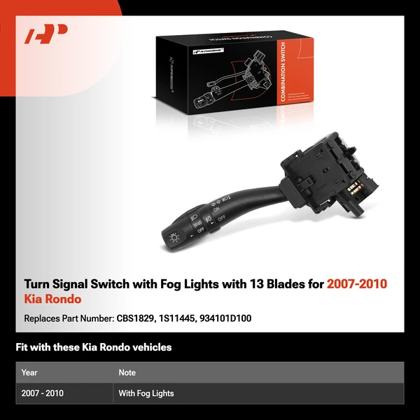 Turn Signal Switch with Fog Lights with 13 Blades for 2007-2010 Kia Rondo