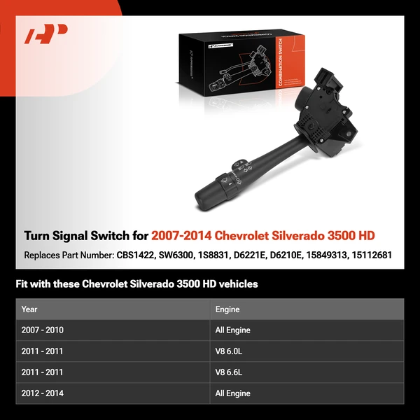 Turn Signal Switch for 2007-2014 Chevrolet Silverado 3500 HD