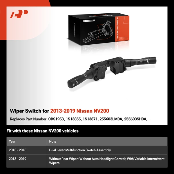 Wiper Switch for 2013-2019 Nissan NV200