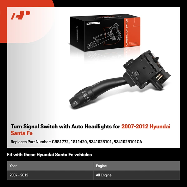 Turn Signal Switch with Auto Headlights for 2007-2012 Hyundai Santa Fe