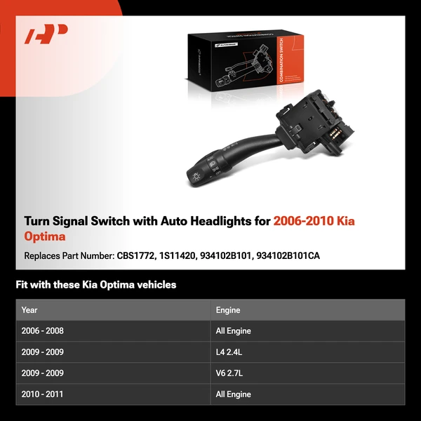 Turn Signal Switch with Auto Headlights for 2006-2010 Kia Optima