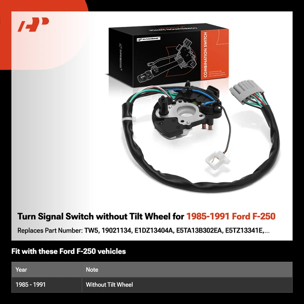 Turn Signal Switch without Tilt Wheel for 1985-1991 Ford F-250