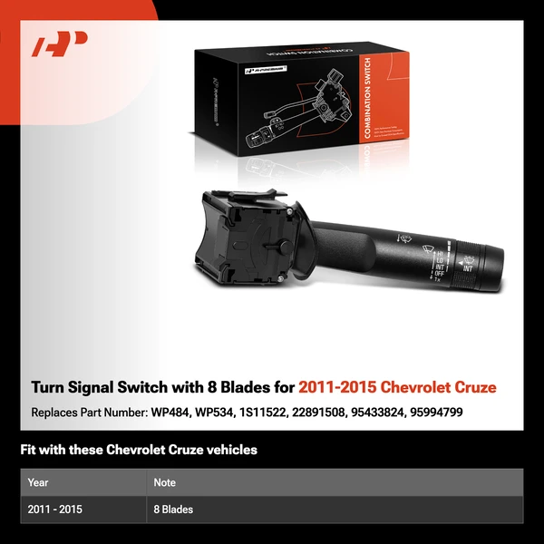 Turn Signal Switch with 8 Blades for 2011-2015 Chevrolet Cruze