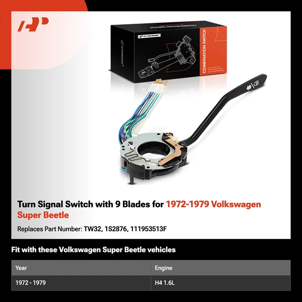 Turn Signal Switch with 9 Blades for 1972-1979 Volkswagen Super Beetle