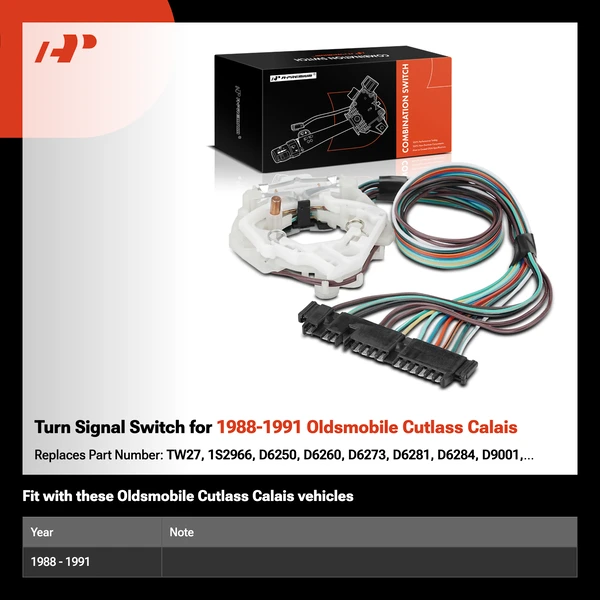 Turn Signal Switch for 1988-1991 Oldsmobile Cutlass Calais