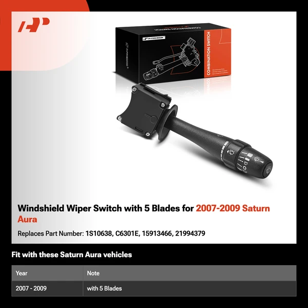 Windshield Wiper Switch with 5 Blades for 2007-2009 Saturn Aura