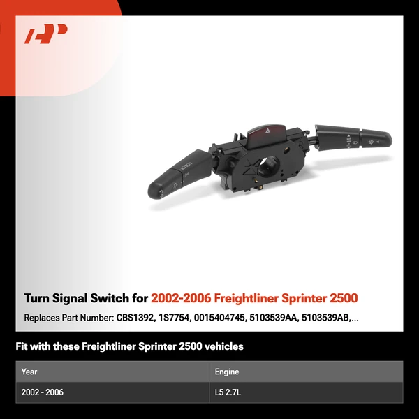 Turn Signal Switch for 2002-2006 Freightliner Sprinter 2500