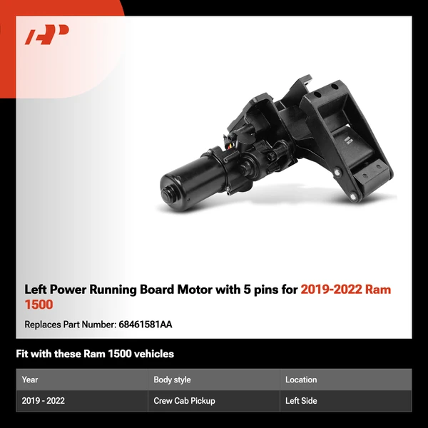 Left Power Running Board Motor with 5 pins for 2019-2022 Ram 1500