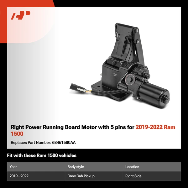Right Power Running Board Motor with 5 pins for 2019-2022 Ram 1500