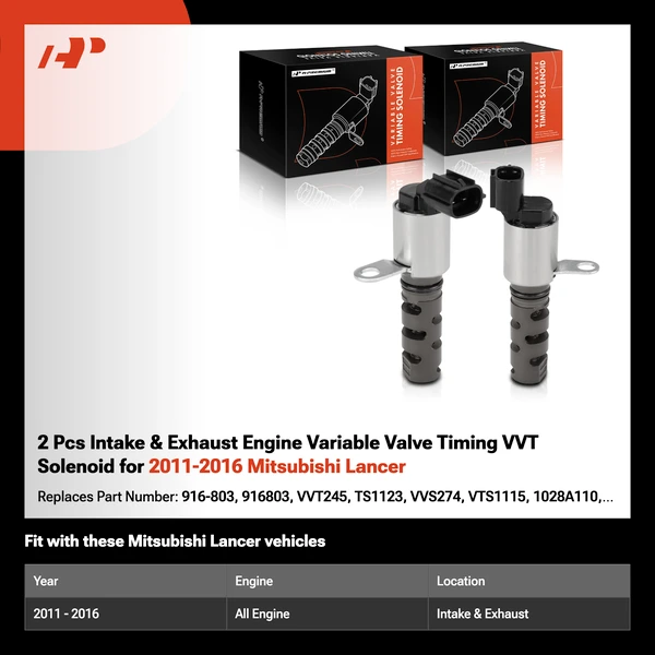 2 Pcs Intake & Exhaust Engine Variable Valve Timing VVT Solenoid for 2011-2016 Mitsubishi Lancer