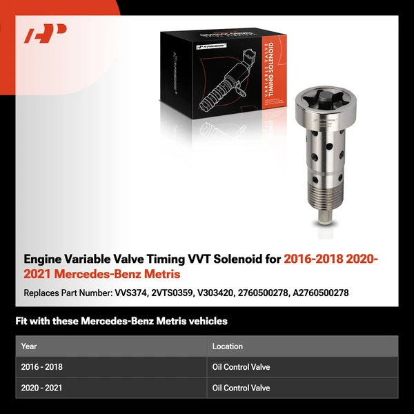 Engine Variable Valve Timing VVT Solenoid for 2016-2018 2020-2021 Mercedes-Benz Metris