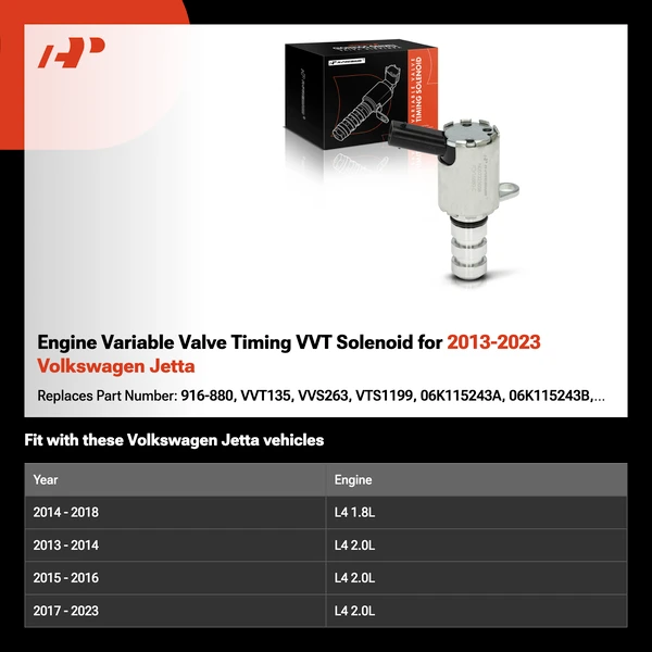 Engine Variable Valve Timing VVT Solenoid for 2013-2023 Volkswagen Jetta