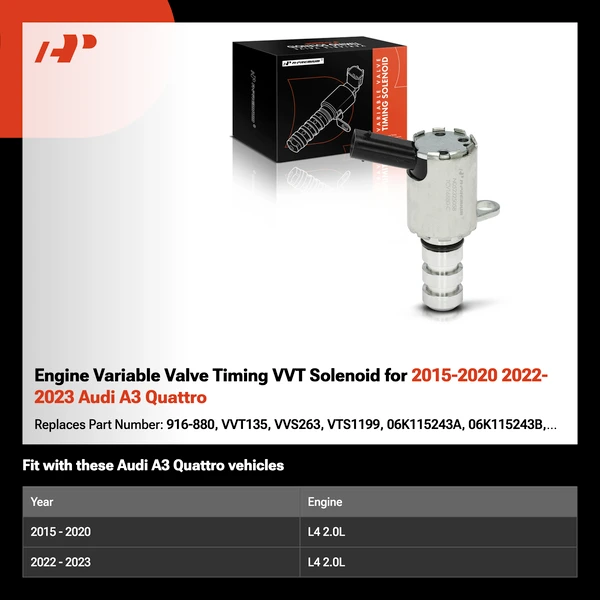 Engine Variable Valve Timing VVT Solenoid for 2015-2020 2022-2023 Audi A3 Quattro