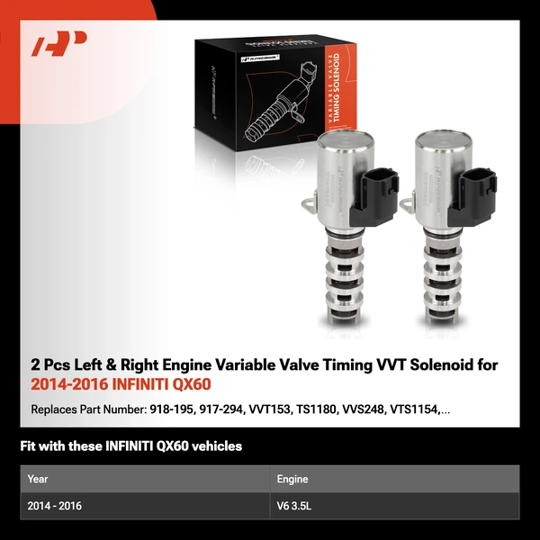 2 Pcs Left & Right Engine Variable Valve Timing VVT Solenoid for 2014-2016 INFINITI QX60