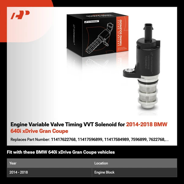 Engine Variable Valve Timing VVT Solenoid for 2014-2018 BMW 640i xDrive Gran Coupe