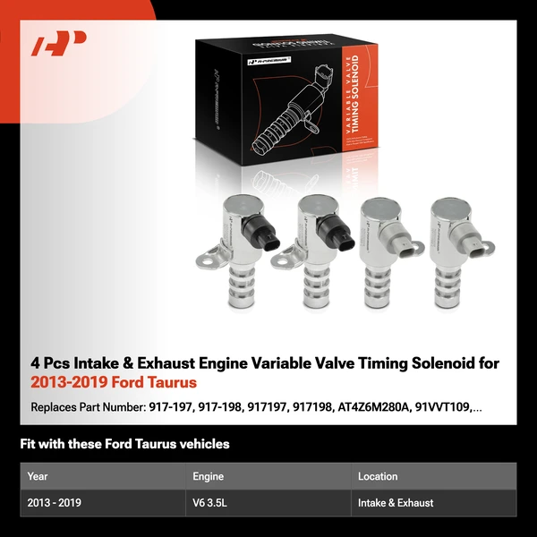 4 Pcs Intake & Exhaust Engine Variable Valve Timing Solenoid for 2013-2019 Ford Taurus
