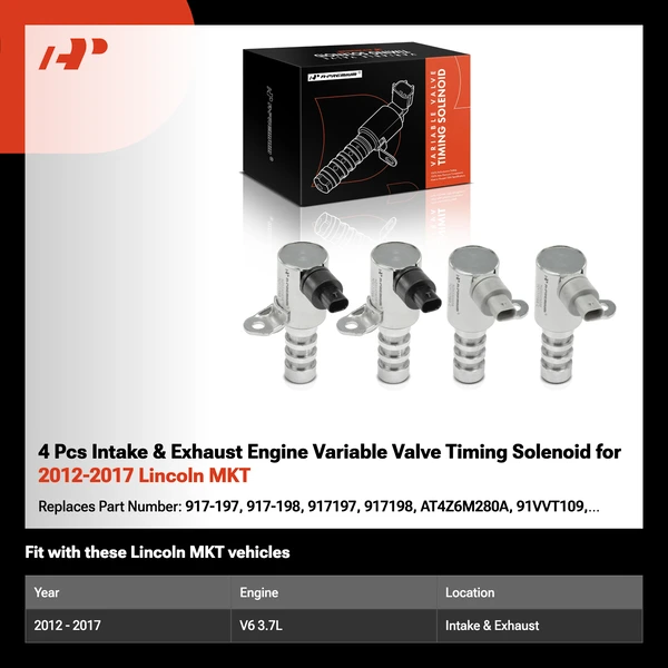 4 Pcs Intake & Exhaust Engine Variable Valve Timing Solenoid for 2012-2017 Lincoln MKT
