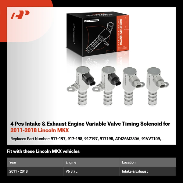 4 Pcs Intake & Exhaust Engine Variable Valve Timing Solenoid for 2011-2018 Lincoln MKX