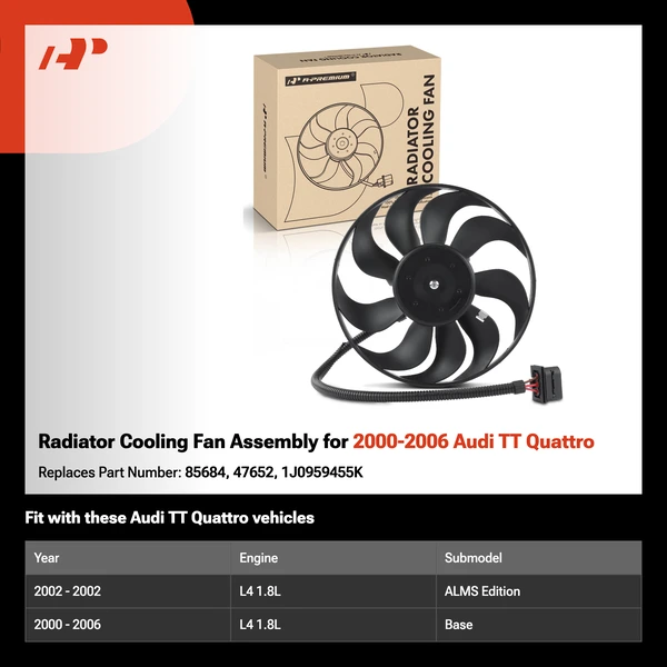 Radiator Cooling Fan Assembly for 2000-2006 Audi TT Quattro